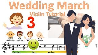 Felix Mendelssohn  Wedding March Sheet music and easy violin tutorial [upl. by Verge463]