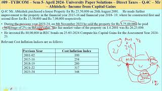 09 –TYBCOM – Sem 5 April 2024 UPS –Direct Taxes – Q4C – Mr – Abhishek– Income from Capital Gains [upl. by Lezned]