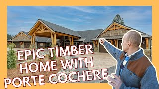 Timber Home Walkthrough  Featuring Porte Cochere and Back Patio Lakefront Porch [upl. by Ahsimat992]