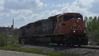 CN SD75I 5654 w Rare Sick K5HLA Leads Local Manifest Train 598 [upl. by Lou222]