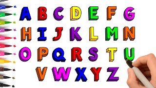 How To Draw 3D Alphabet Letters A to Z  Alphabet Drawing For Kids [upl. by Elrod]