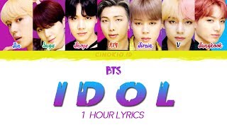 1 HOUR LOOP  1 HORA  1 시간  BTS 방탄소년단 – IDOL COLOR CODED LYRICS HanRomEng [upl. by Douville]