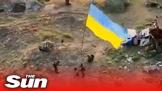 Ukrainian flag raised over Snake Island after Kyiv announces its recapture from Russian forces [upl. by Forest]