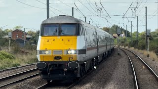 LNER MK4 DVT 82223 is pushed south by Class 91 Electra 91107 ‘Skyfall’ at Helpston 18092024 [upl. by Essilevi]