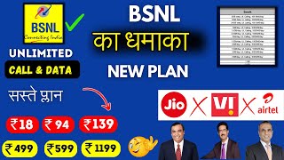 Jio Airtel Vi TATA BYE  BSNL New Plan 1year Free Unlimited Calls amp Data  BSNL Recharge Plans 2024 [upl. by Yrret]