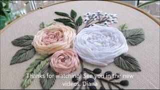 Garden roses Embroidery for beginners [upl. by Htepsle]