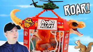 ROBO Alive Dino Escape Hunt and Capture the T Rex Helicopter Cage Review [upl. by Ferdinand]