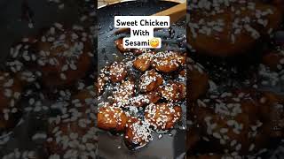 Sweet chicken with sesami seeds youtubeshorts shorts [upl. by Negeam]