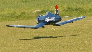 HANGAR 9 RC F4U CORSAIR  OS FS 120 SURPASS III  PUMPED  DEANOS FIRST FLIGHT ON THE CORSAIR  2009 [upl. by Vod]