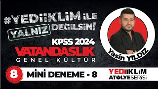 2024 KPSS VATANDAŞLIK MİNİ DENEME 8 [upl. by Comfort]