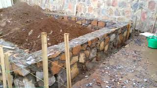 natural stone foundation masonry under construction🕷️👌 [upl. by Padriac]