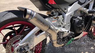 Aprilia RSV4 SC Project Exhaust Comparison  CRT vs GP70R [upl. by Enier]