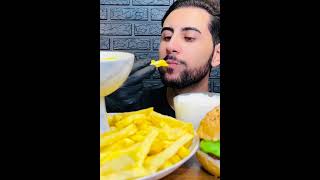 ASMR MUKBANG Fries With Cheese Sauce amp Next level Cheese Burger [upl. by Heurlin]