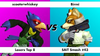 scooterwhiskey Falco vs Birmi Fox  Melee Losers Top 8  SAIT Smash 43 [upl. by Urson]