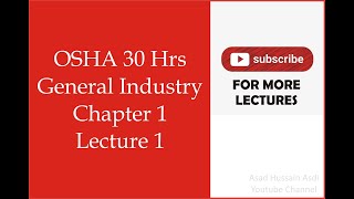 Lecture 1 OSHA Course Topic 1 Introduction General Indusrty in Urdu  Hindi [upl. by Joby584]