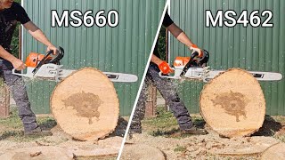 Stihl MS660 vs Stihl MS462  Same BarampChain  28quot Rollomatic ES Light Chainsaw [upl. by Stretch]