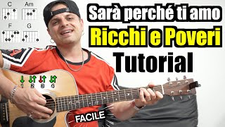 TUTORIAL CHITARRA  Ricchi e Poveri  Sarà perché ti amo  Accordi Testo Ritmo [upl. by Annayak172]