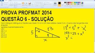 Triângulo retângulo Hipotenusa catetos Soma ângulos agudos internos Matemática PROFMAT 2014 Prova [upl. by Anette]