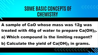 A sample of CaO whose mass was 12g was treated with 46g of water to prepare CaOH2 [upl. by Yrruc]