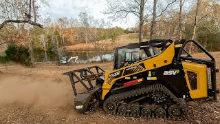 Forestry Mulching Two Acres Around Pond with ASV VT 100 Skid Steer [upl. by Golightly]