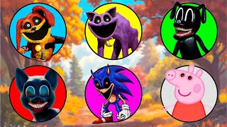 Monster Wheel  Dogday Catnap Cartoon Dog Cartoon Cat Sonic EXE Peppa Pig EXE [upl. by Azrim]