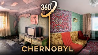 Chernobyl before and after the disaster in 360° video VR Pripyat recovery animation [upl. by Adlitam825]