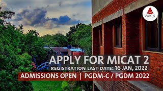 Apply for MICAT 2  MICA Admissions 2022  MICA [upl. by Upshaw]