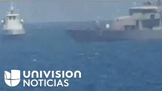 El momento en el que un buque de la Marina de EEUU lanza disparos de advertencia a un barco iraní [upl. by Brothers]