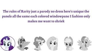 My Little Pony  Rules Of Rarity  Reprise 1  Reprise 2 Lyrics [upl. by Atinat]