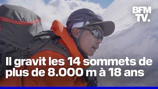 À 18 ans un alpiniste népalais devient le plus jeune à franchir les 14 sommets de plus de 8000 m [upl. by Nnaihs245]