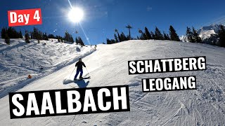 Saalbach Day 4  Skiing Hinterglemm Schattberg  Leogang [upl. by Neneek]