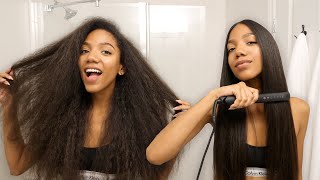 How I Straighten My Hair  Curly to Straight [upl. by Blackington896]