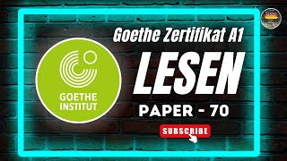 Start Deutsch 1 Goethe Zertifikat A1 Exam Test  Paper  70  Lesen mit den Lösungen Lesena1 [upl. by Anstus423]