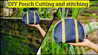 Pouch bag making tutorial  pouch bag cutting and stitching  one cut pouch  Potli bag pouch diy [upl. by Tompkins]