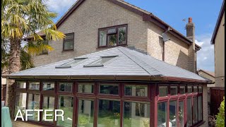 Conservatory Roof Replacement  Highly insulated timber frame with lightweight Tapco slates [upl. by Nam]