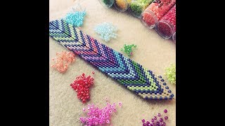 Bead Weaving Tutorial Chevron or Arrow Bracelet [upl. by Eusadnilem]