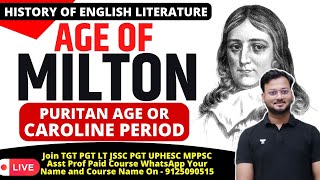 History of English Literature in Hindi  Age Of Milton  Puritan Age  Caroline Period [upl. by Merkley979]