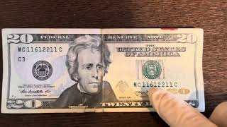 Finding a series 2013 twenty dollar bill with a fancy serial number [upl. by Ahsahs876]