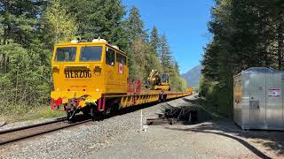 Herzog MPM 40 MOW Tie Train  Choate BC Canada 20APR24 Cab Car HZGX 210000 Leading [upl. by Anitsrhc]