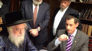 Anthony Weiner Meeting with The Rebbe of Munkatch [upl. by Akcimehs]