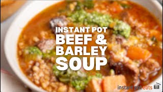 BEEF amp BARLEY SOUP WITH PESTO  Instant Pot Recipe [upl. by Ariane383]