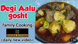 Degi Aalu Gosht  Aalu gosht  recipe by rufina kitchen [upl. by Suhpesoj]