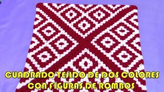 Cuadrado tejido a crochet de Rombos paso a paso para colchas y cojines [upl. by Kurt300]