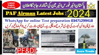 PAF New jobs 2024 Pakistan air force latest jobs PAF airman jobs [upl. by Ainek]