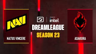 Dota2  Natus Vincere vs ASAKURA  Game 2  DreamLeague Season 23  CQ  EEU [upl. by Nomled]