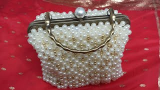 KLİPSLİ İNCİ ÇANTA  ASTAR DİKİMİheart bag bags beads beaded klipsliçanta [upl. by Acirderf]