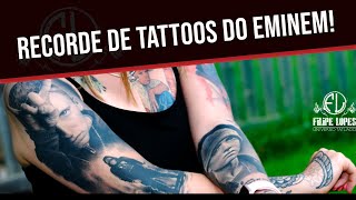 TATUADOR TRANSFORMA HISTÓRIAS DOS CLIENTES EM RAP  RECORDE DE TATUAGENS DO EMINEM NO CORPO [upl. by Akimehs]