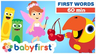 Toddler Learning Video w Color Crew amp Larry  Baby Learning First Words amp ABC  1 Hour  BabyFirstTV [upl. by Avrenim]