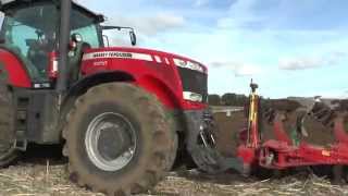 Ploughing in 2015 with a Massey Ferguson 8650 and 2 front furrow plow and 5 furrow Kverneland plow o [upl. by Reamy]