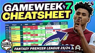 FPL GW7 CHEATSHEET amp Transfer Tips  Fantasy Premier League 202324 [upl. by Shawna]